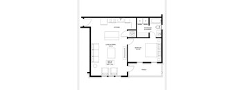 1 bedroom 1 bathroom Floor plan V at The Mobile Lofts, Mobile, AL
