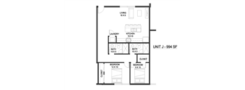 2 bedroom 2 bathroom Floor plan A at The Mobile Lofts, Alabama, 36604