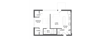 1 bedroom 1 bathroom Floor plan G at The Mobile Lofts, Mobile, Alabama