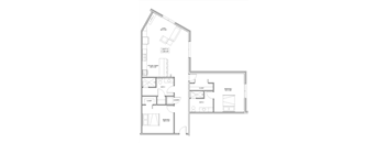 2 bedroom 2 bathroom Floor plan F at The Mobile Lofts, Alabama