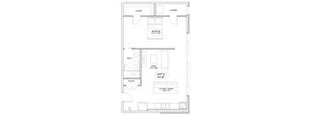 1 bedroom 1 bathroom Floor plan P at The Mobile Lofts, Mobile, Alabama