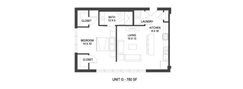1 bedroom 1 bathroom Floor plan H at The Mobile Lofts, Mobile