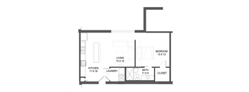 1 bedroom 1 bathroom Floor plan Dat The Mobile Lofts, Alabama, 36604