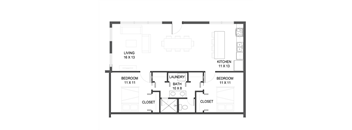 2 bedroom 1 bathroom Floor plan A at The Mobile Lofts, Alabama