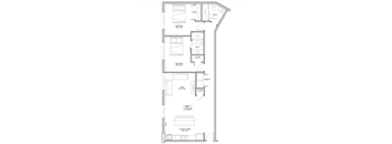 2 bedroom 2 bathroom Floor plan E at The Mobile Lofts, Mobile