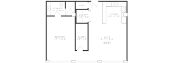 1 bedroom 1 bathroom Floor plan L at The Mobile Lofts, Mobile, Alabama