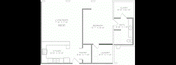 1 bedroom 1 bathroom Floor plan M at The Mobile Lofts, Mobile, 36604