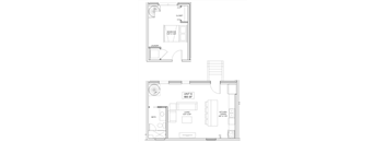 1 bedroom 1 bathroom Floor plan O at The Mobile Lofts, Mobile, AL, 36604