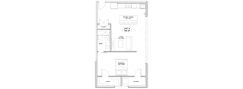 1 bedroom 1 bathroom Floor plan R at The Mobile Lofts, Mobile