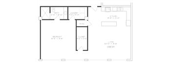 1 bedroom 1 bathroom Floor plan N at The Mobile Lofts, Mobile, AL