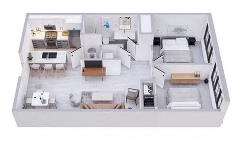 2 bedroom 1 bathroom Floor plan B at The Mobile Lofts, Mobile, AL