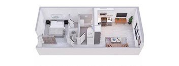 1 bedroom 1 bathroom Floor plan J at The Mobile Lofts, Mobile, Alabama