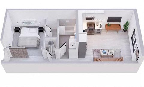 1 bedroom 1 bathroom Floor plan J at The Mobile Lofts, Mobile, Alabama