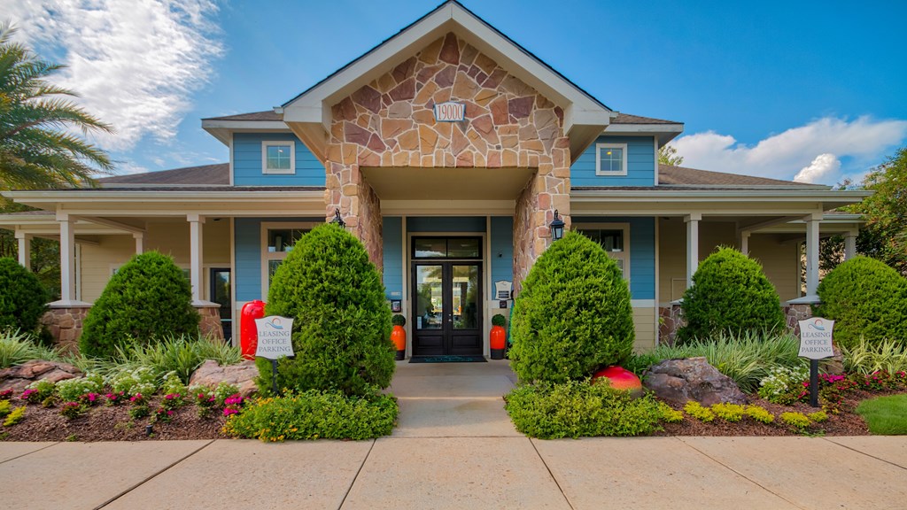 A Building With Stone Pillar Entrance at Villas at Bon Secour Apartments, Gulf Shores, 36542