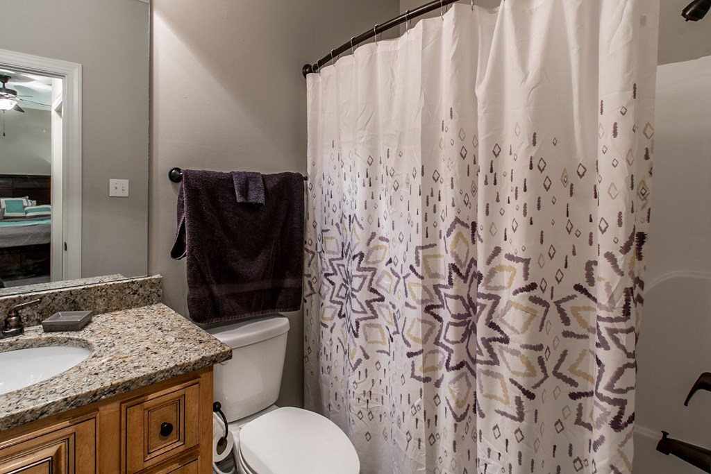 a bathroom with a shower and a sink and a toilet
