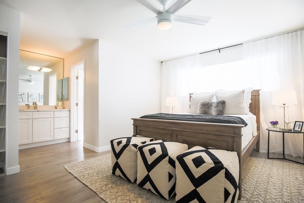 Park View on Yukon furnished bedroom with bathroom