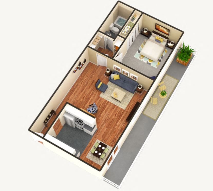The Summit 1 bedroom 1 bathroom floor plan