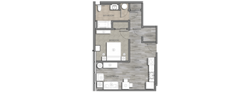 a floor plan of a room with a bedroom and a living room