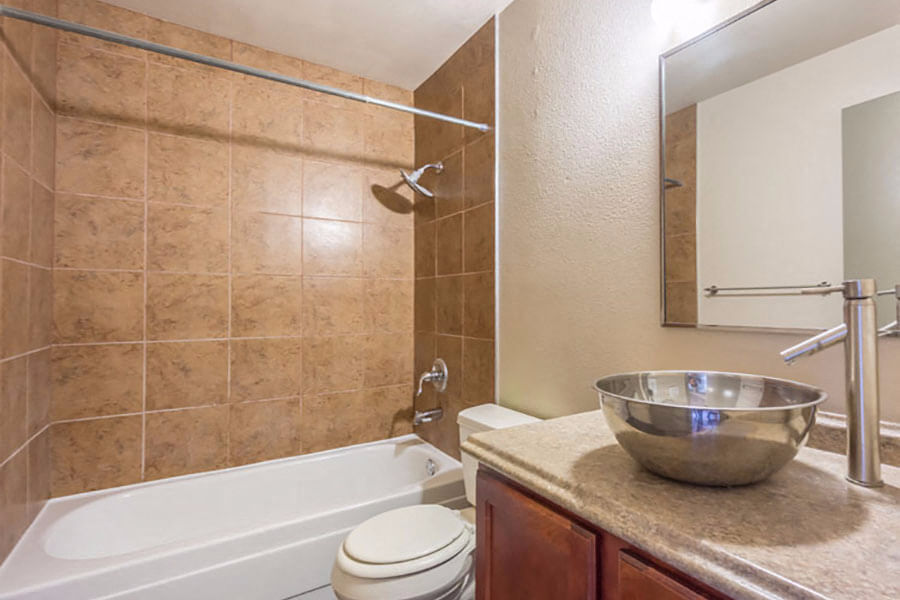 Stone Garden on Birch bathroom with tub shower