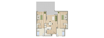 A floor plan of a house with a central courtyard and rooms surrounding it.