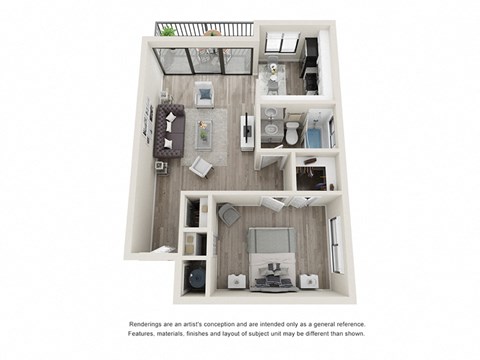Via Esplanade 1 bedroom 1 bathroom floorplan