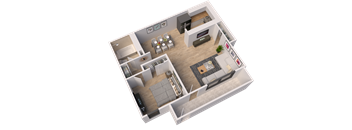 Villa Del Sol 1 Bed 1 Bath Floorplan Image