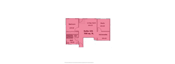 A floor plan of Suite 101 which is 700 sq. ft. in size.