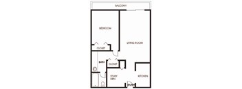 Axiom Westwood Apartments 1x1 w study den floorplan image