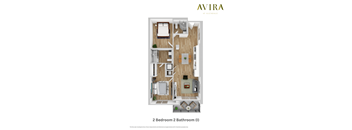 Avira at Glendale  2 bedroom 2 bathroom 3D Floorplan