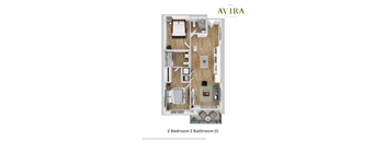 A floor plan of a 2 bedroom, 2 bathroom apartment at Glendale.