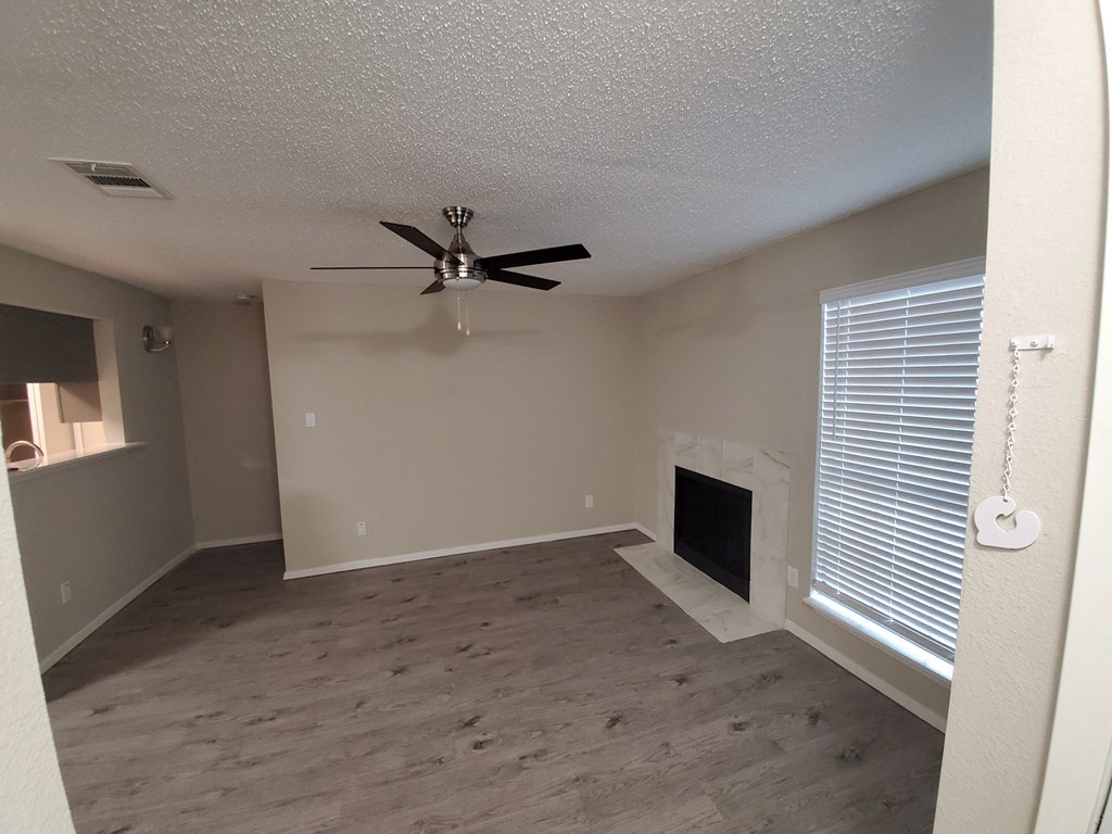 Trails of Walnut Creek living area with fireplace
