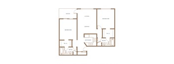 The Plaza at Canoga Park 2 Bedroom Dual Master Floorplan