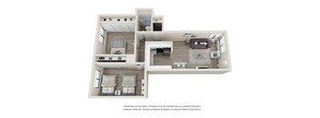 Via Esplanade 2 bedroom 1 bathroom floorplan