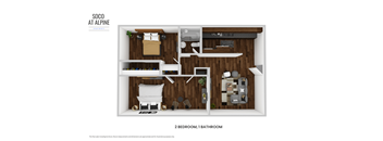 Soco at Alpine two bedroom one bathroom floor plan