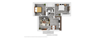 Vintage Apartments two bedroom one bathroom floor plan