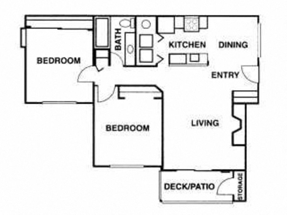 Silver Shadow Apartments 2 bedroom 1 bathroom floor plan