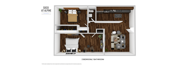 Soco at Alpine two bedroom one bathroom floor plan
