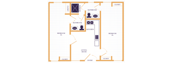 The Waterfront Apartments at Kahului 2 bedroom 2 bathroom floor plan