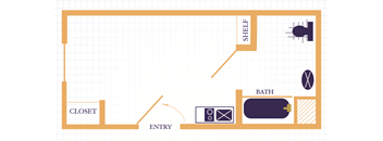 The Waterfront Apartments at Kahului studio floor plan