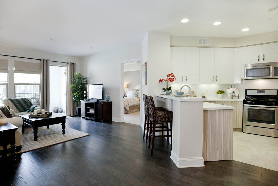 Horizons at Calabasas living area with wooden floors