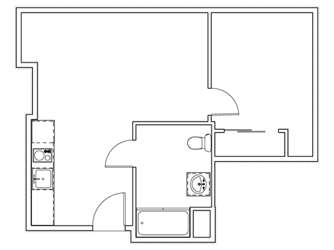 Criterion Promenade 1 bed 1 bath floor plan