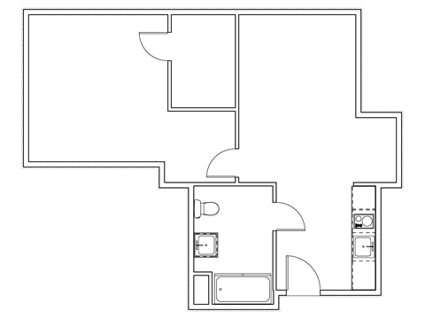 Criterion Promenade 1 bed 1 bath floor plan