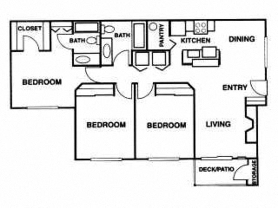 Silver Shadow Apartments 3 bedroom 2 bathroom floor plan