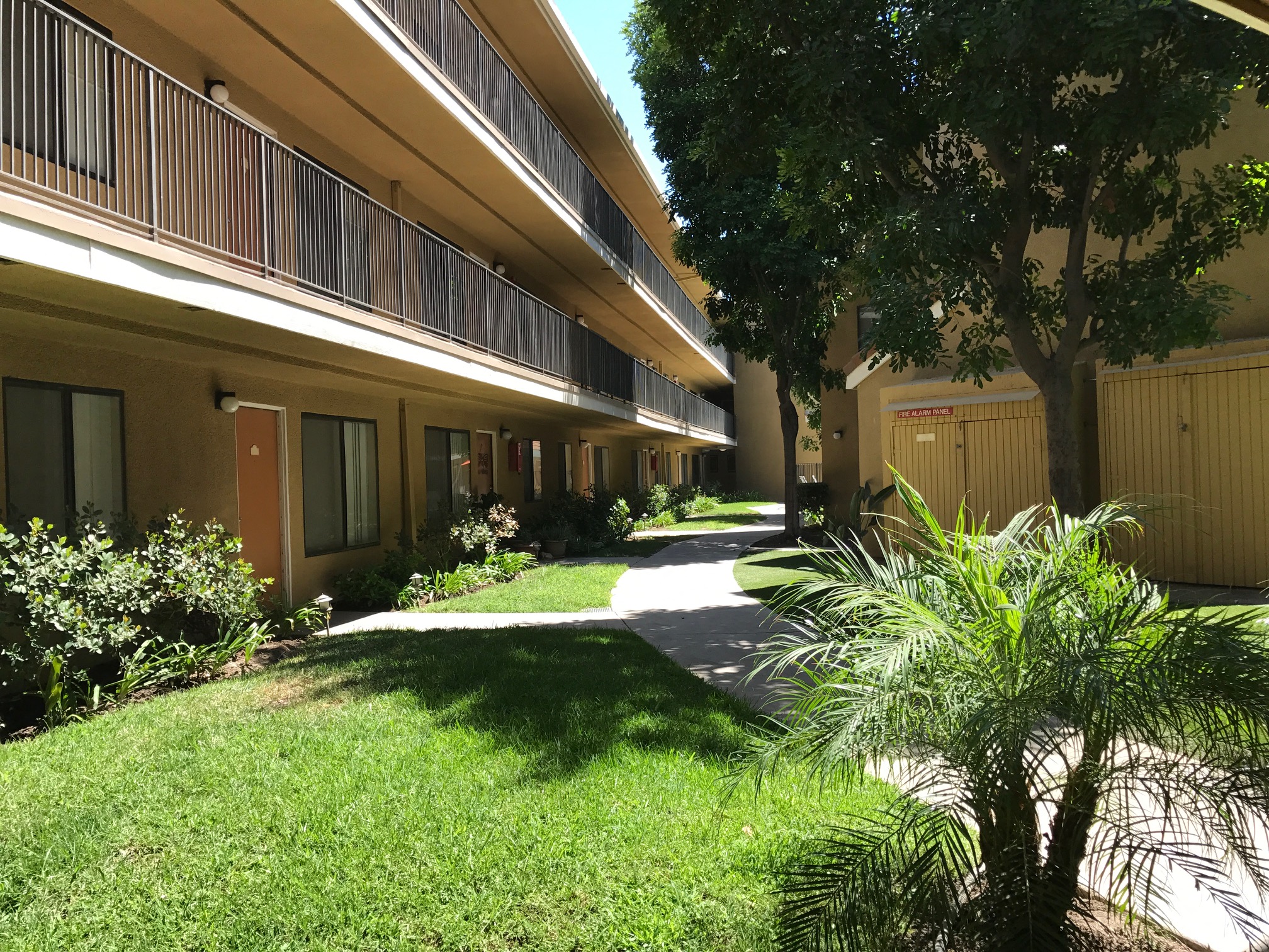 Woodman Lassen Apartments exterior lawn and pathway