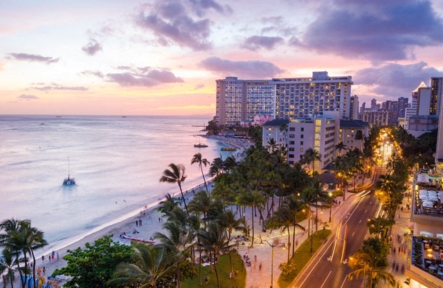 Stock photo of Waikiki at sunset