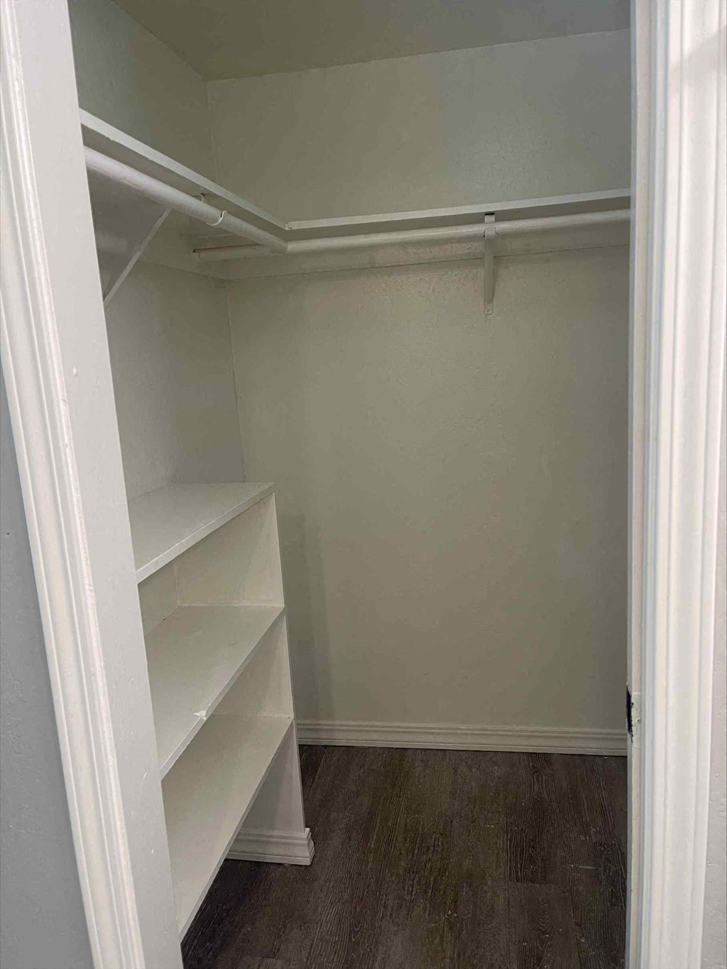 a walk in closet in a 555 waverly unit