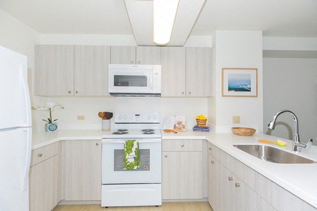 Kanekapolei Collection Kitchen area with appliances, cabinet, and counters Kanekapolei Collection Kitchen area with appliances, cabinet, and counters