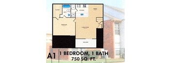 Trinity Park 1Bed 1Bath A1 Floorplan
