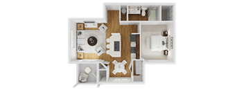 Copper Rose A1 One Bedroom Floorplan