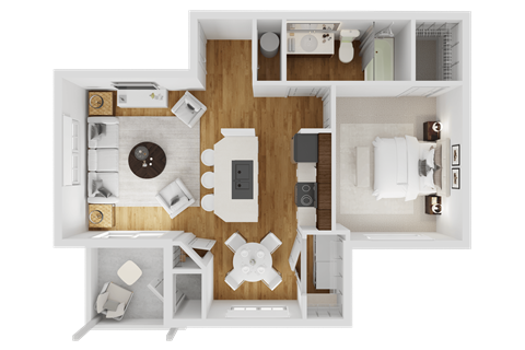 Copper Rose A1 One Bedroom Floorplan